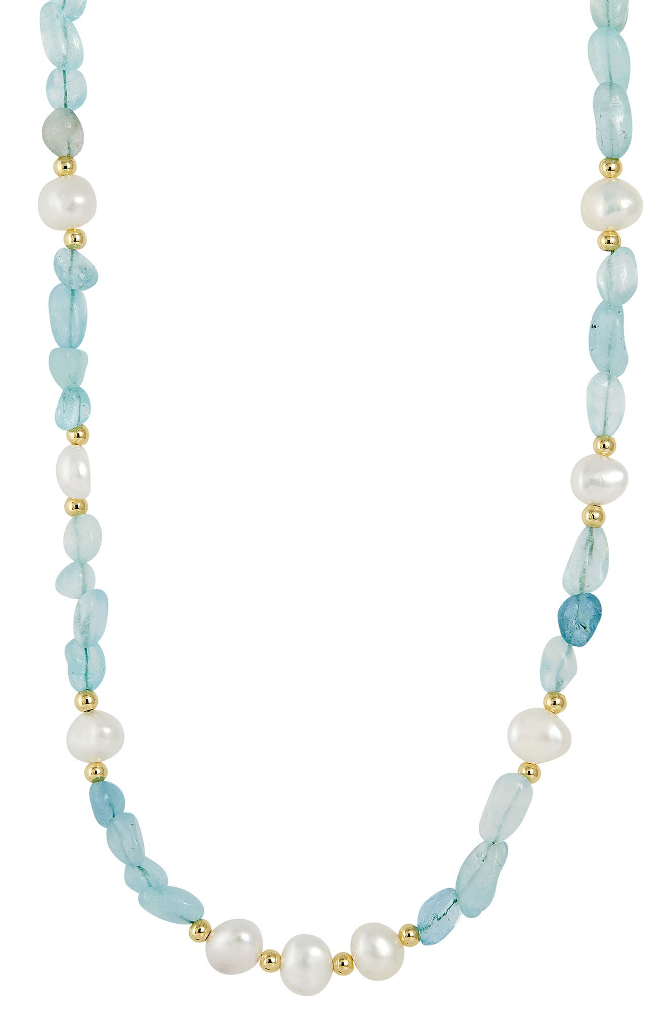 SAVVY CIE JEWELS Baroque Pearl & Aquamarine Beaded Necklace