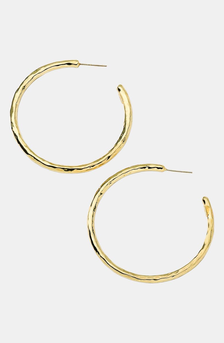 Ippolita 'Glamazon' 18k Gold Hammered Hoop Earrings, Alternate, color, Yellow Gold
