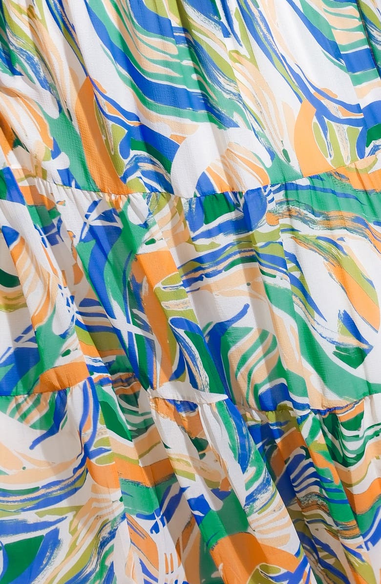 FLYING TOMATO Printed Tiered Maxi Sundress, Alternate, color, Green Blue