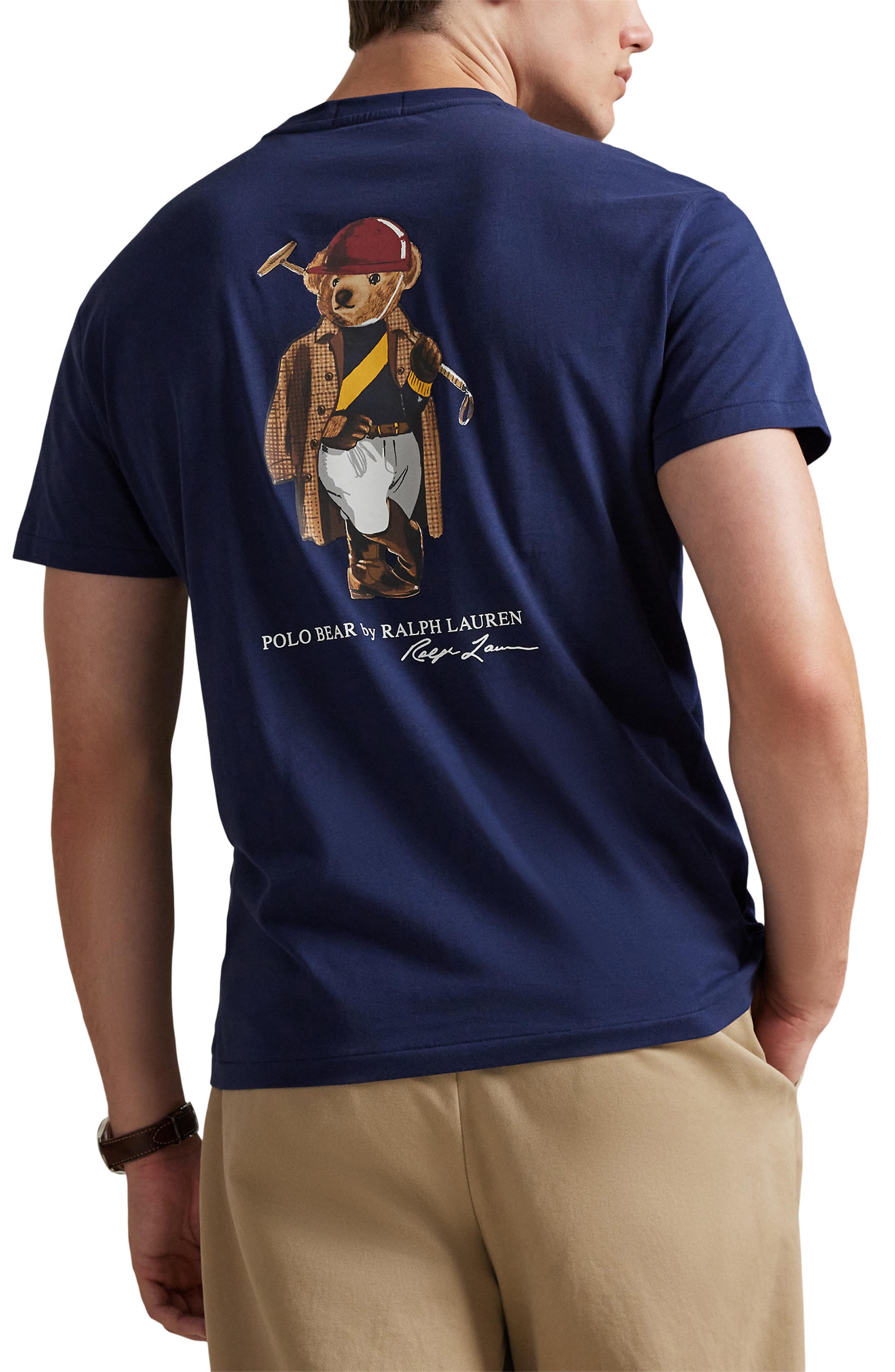 Classic Fit Polo Bear Embroidered Pocket Graphic T-Shirt (Men