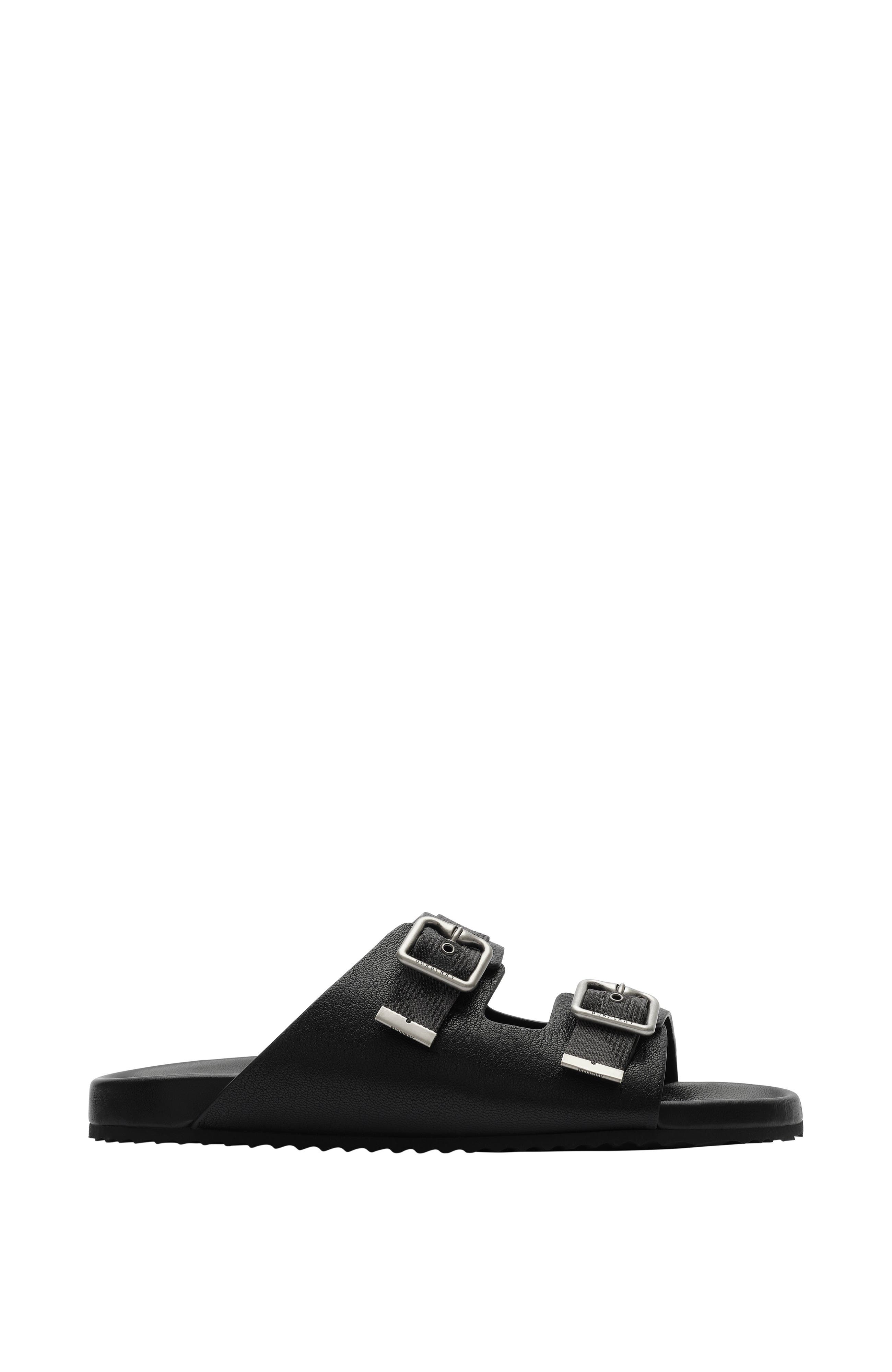 Burberry Leather Urchin Sandals, Main, color, Black