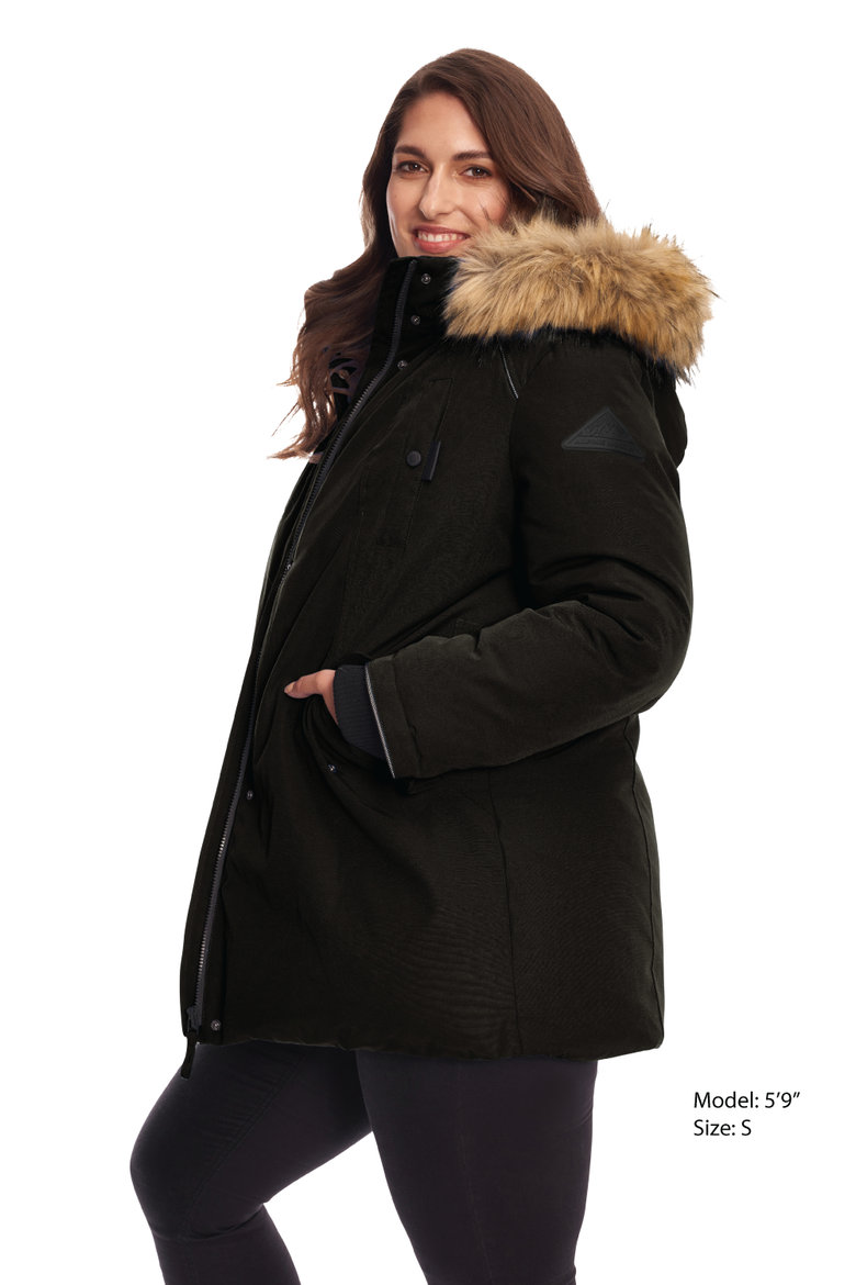 GLACIER PLUS SIZE - Vegan Down Classic Winter Parka Jacket, Alternate, color, BLACK