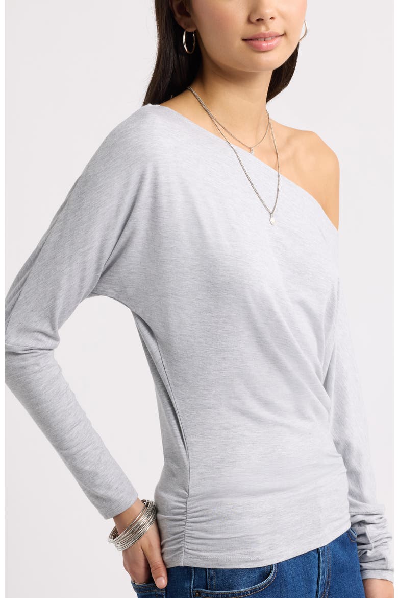 Long Sleeve Cinch Waist Top, Alternate, color, GREY SOFT HEATHER