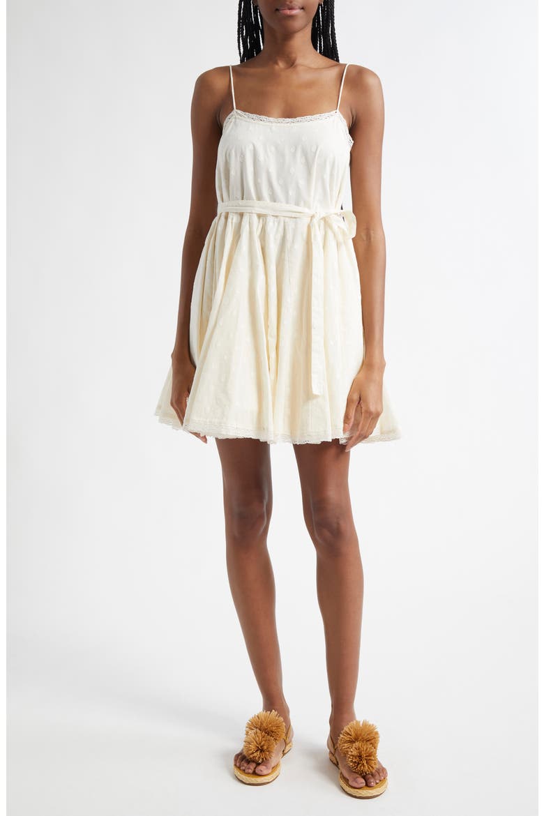 Beatriz Dot Jacquard Cotton Dress, Main, color, PRISTINE