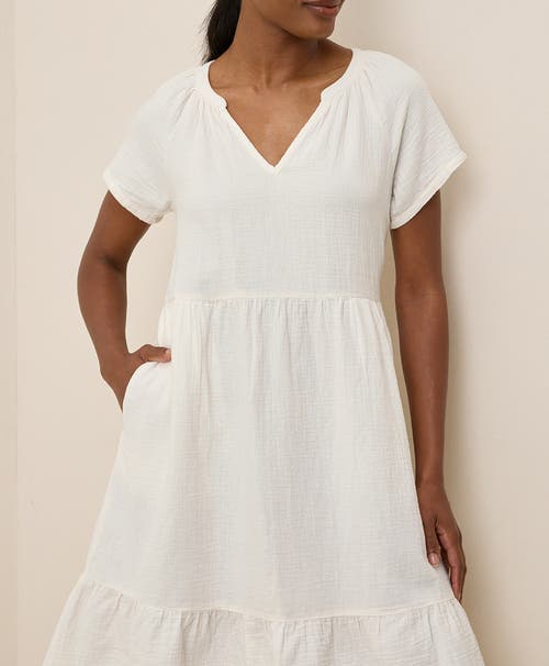Pact Organic Cotton Coastal Double Gauze Breezy Dress In White