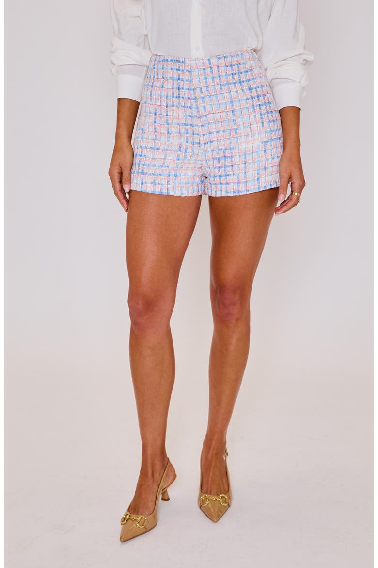 Tara Tweed Shorts, Main, color, PINK/ BLUE