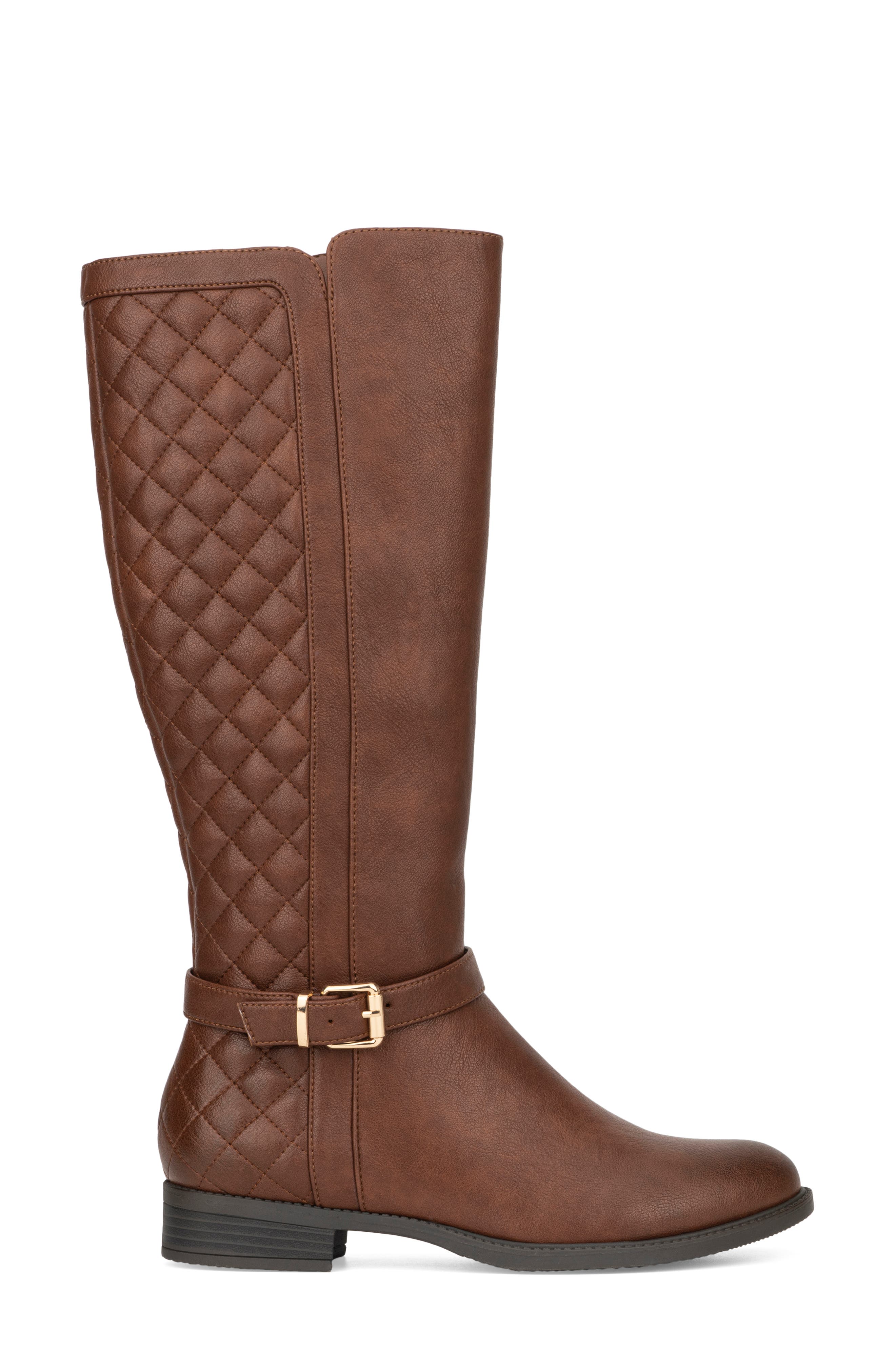 Enola Quilted Riding Boot, Alternate, color, COGNAC