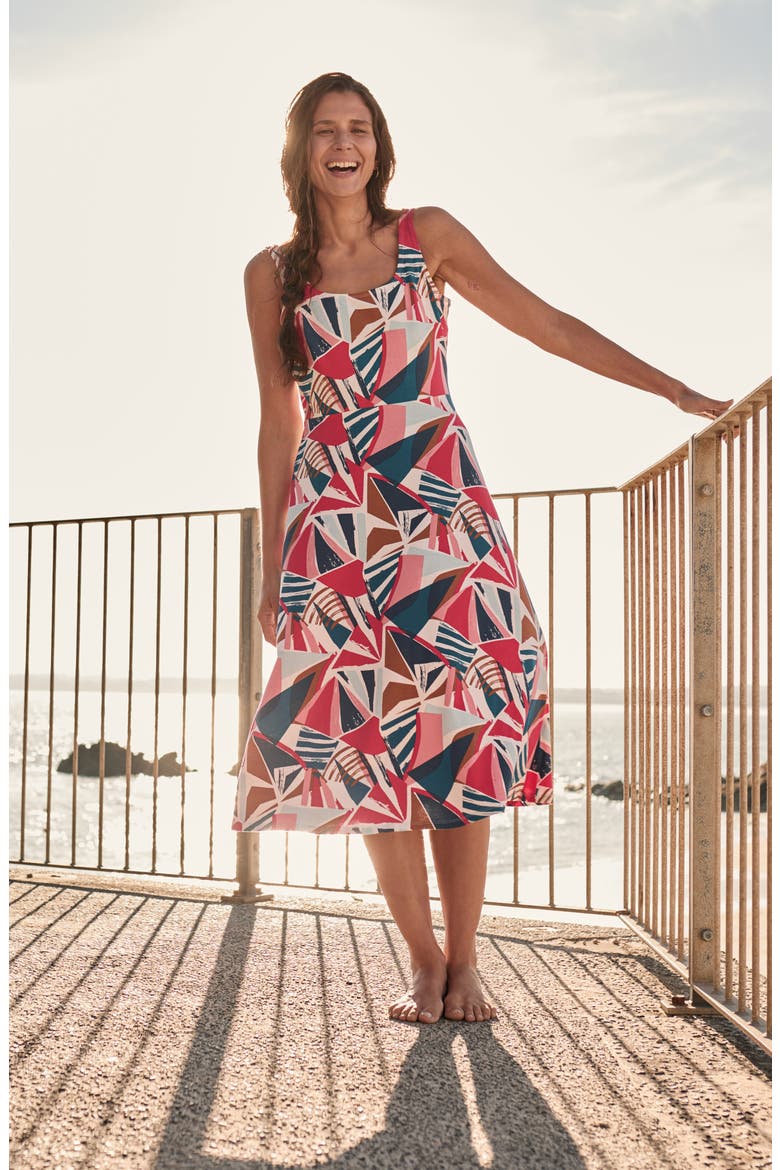 Sun Gleam Sleeveless Stretch Organic Cotton Jersey Midi Dress, Alternate, color, SPINNAKER SAILS CHALK