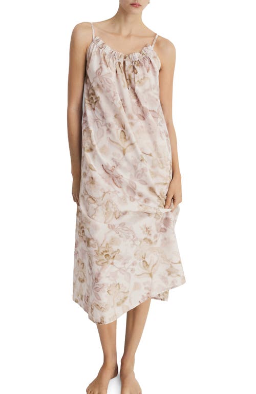 Mango Floral Cotton Nightgown In Light/pastel Grey
