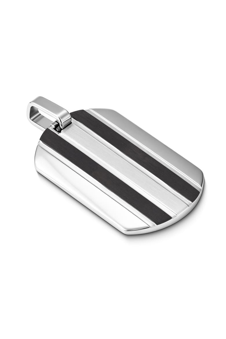 Men's Striped Dog Tag Necklace, Alternate, color, SILVER
