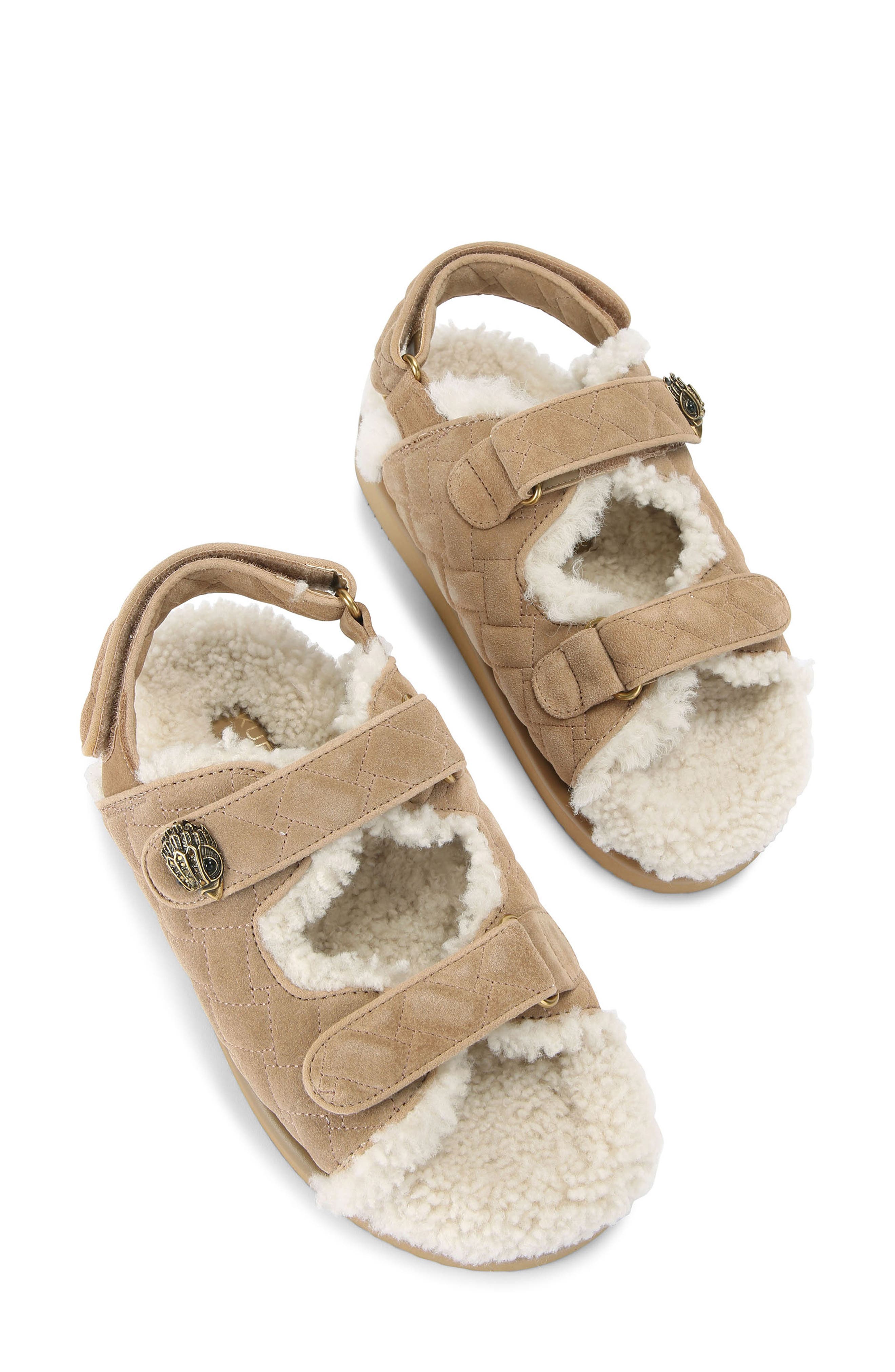 Kurt Geiger London Orson Genuine Shearling Slingback Sandal, Alternate, color, Dark Beige