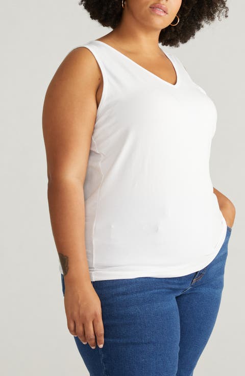 Double V Stretch Cotton Tank (Regular & Plus)
