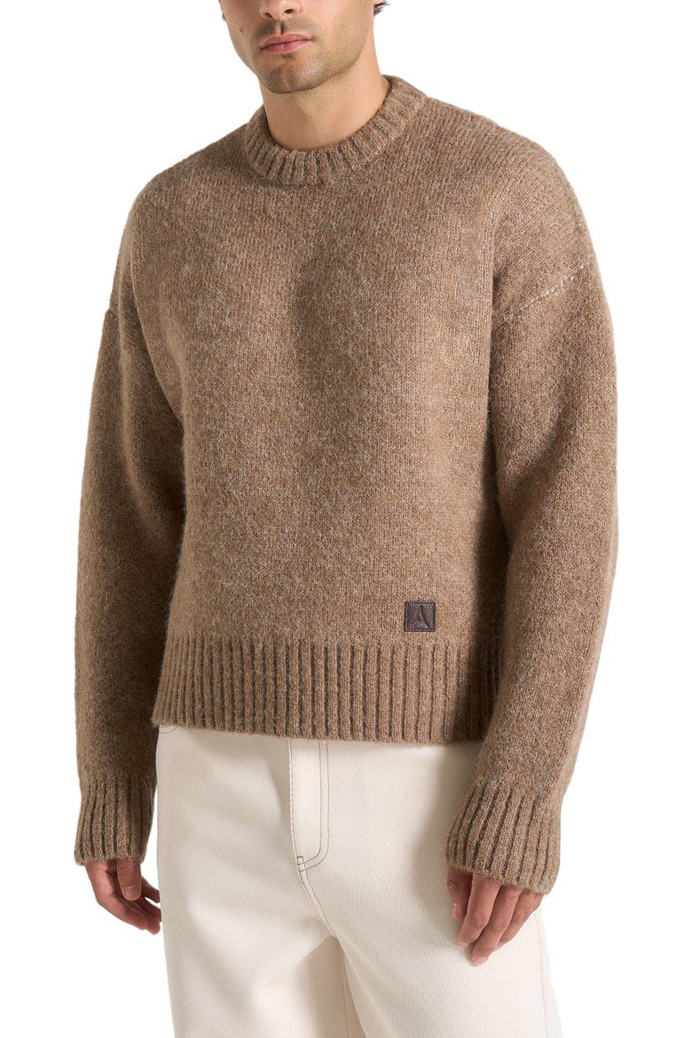 Kamil Art Slogan Brushed Knit Jumper, Alternate, color, Beige