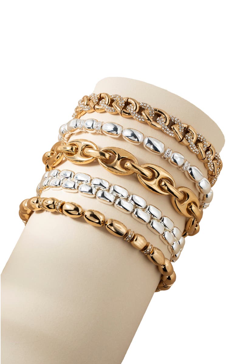 Alex and Ani Pave Curb Chain Stretch Bracelet, Alternate, color, Gold