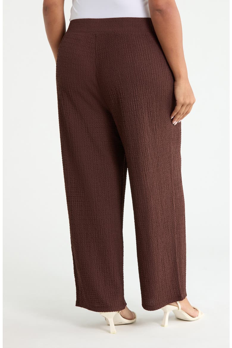 Puckered Wide Leg Pull-On Ankle Pants, Alternate, color, FUDGE