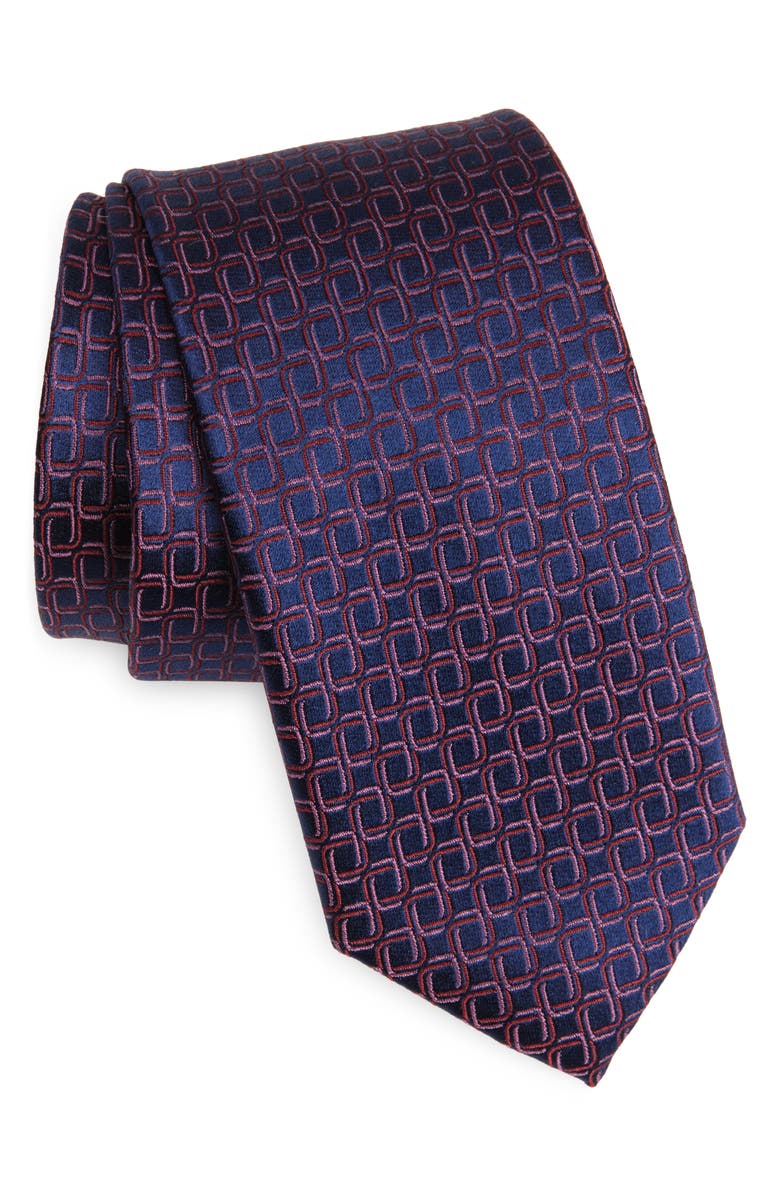 Nordstrom Tenac Geometric Pattern Silk Jacquard Tie, Main, color, Eggplant