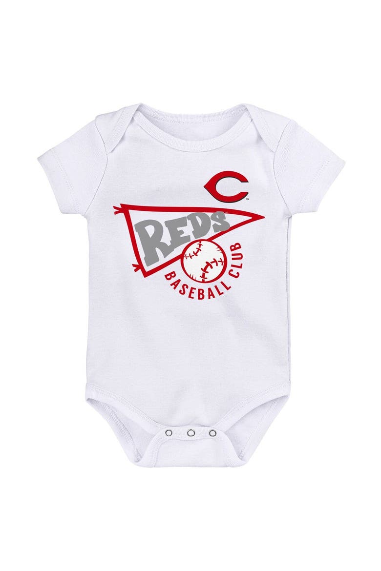 Infant Red/White/Heather Gray Cincinnati Reds Biggest Little Fan 3-Pack Bodysuit Set, Alternate, color, Red