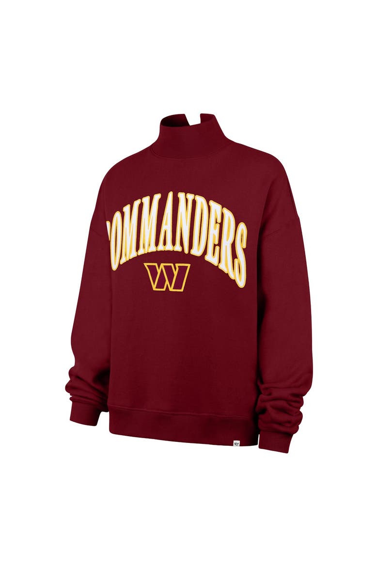 Women's '47 Burgundy Washington Commanders Oversized Vantage Mock Neck Sweatshirt, Alternate, color, Burgundy