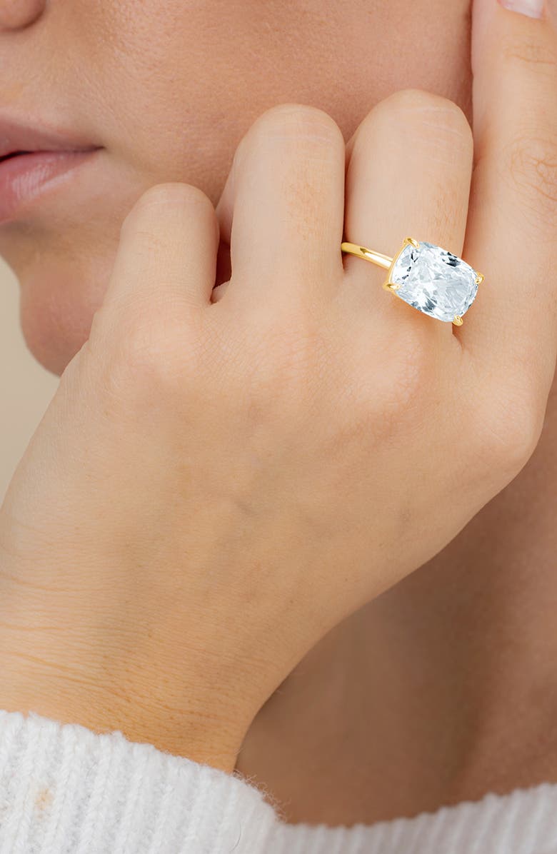 Sterling Forever East West Cubic Zirconia Ring, Alternate, color, Gold