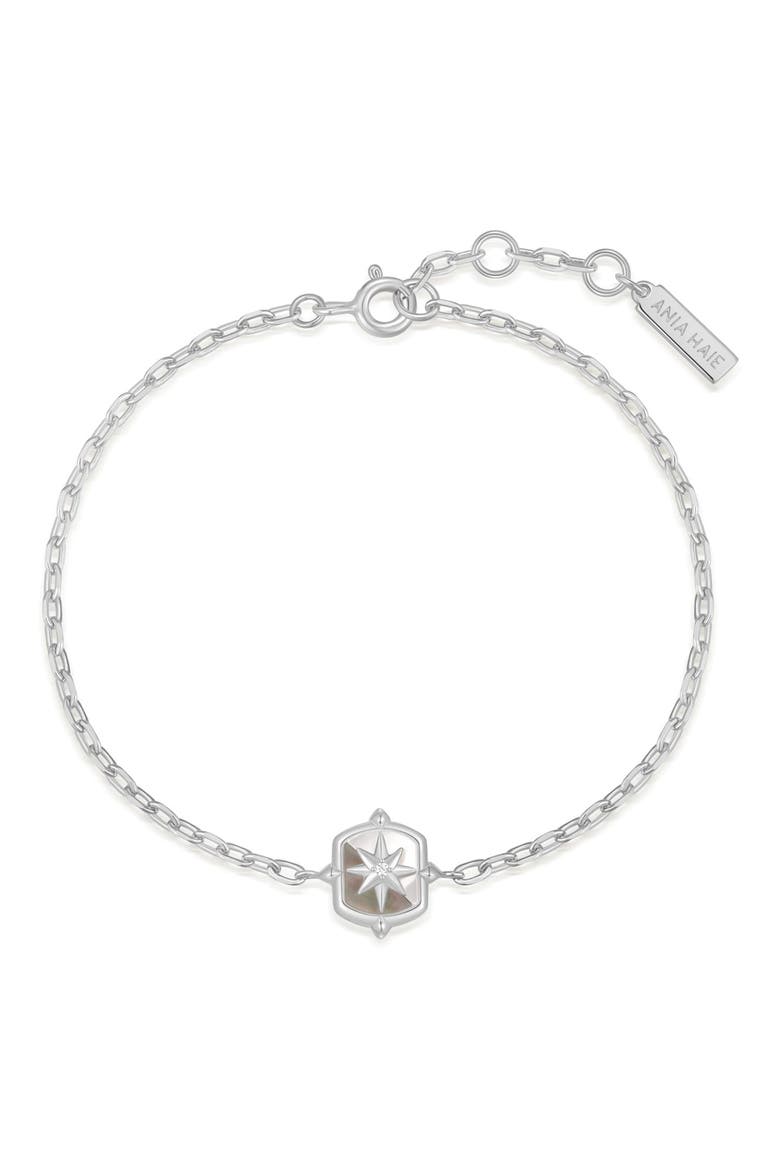Colorblock Mother Of Pearl Charm Bracelet, Alternate, color, SILVER