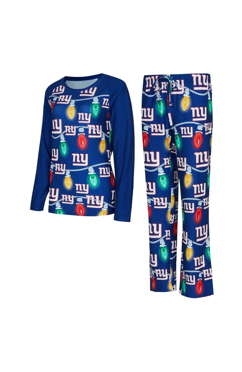 CONCEPTS SPORT Women's Concepts Sport  Royal New York Giants Garland Knit Raglan Long Sleeve T-Shirt & Pants Set, Main, color, 