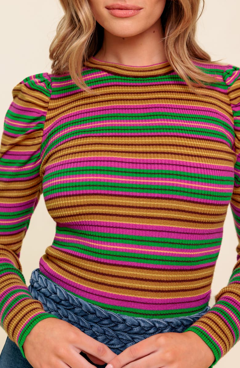 FLYING TOMATO Stripe Sweater, Alternate, color, Pink Green