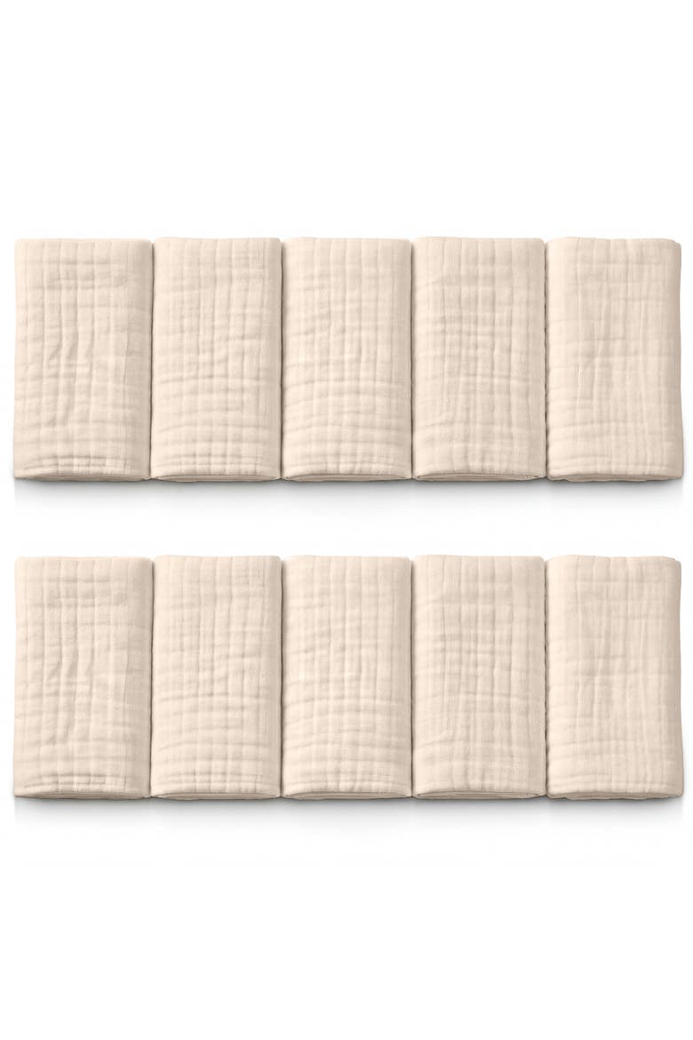 Muslin Burp Cloths, Main, color, Beige