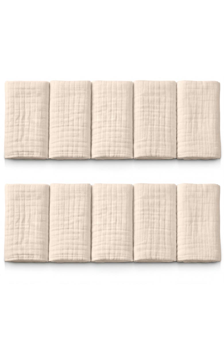 Mère & Moi Muslin Burp Cloths, Main, color, Beige
