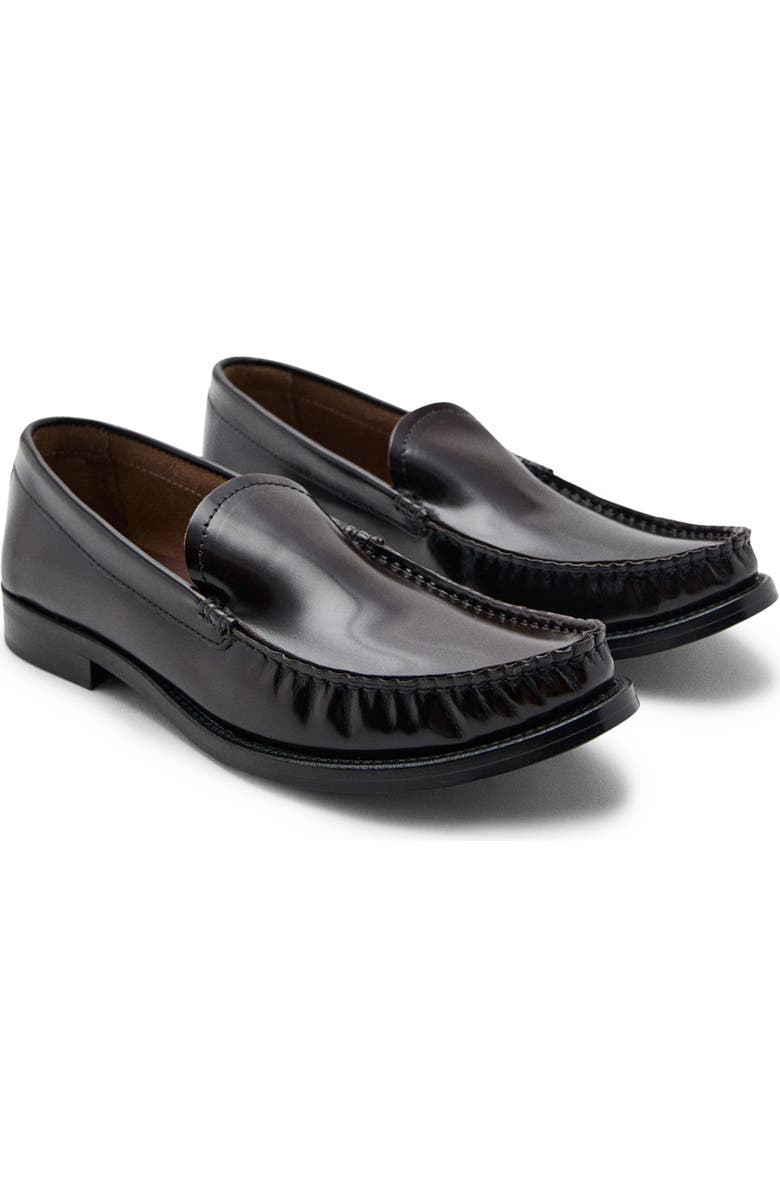 MANGO Gathered Moc Toe Loafer, Main, color, Chocolate