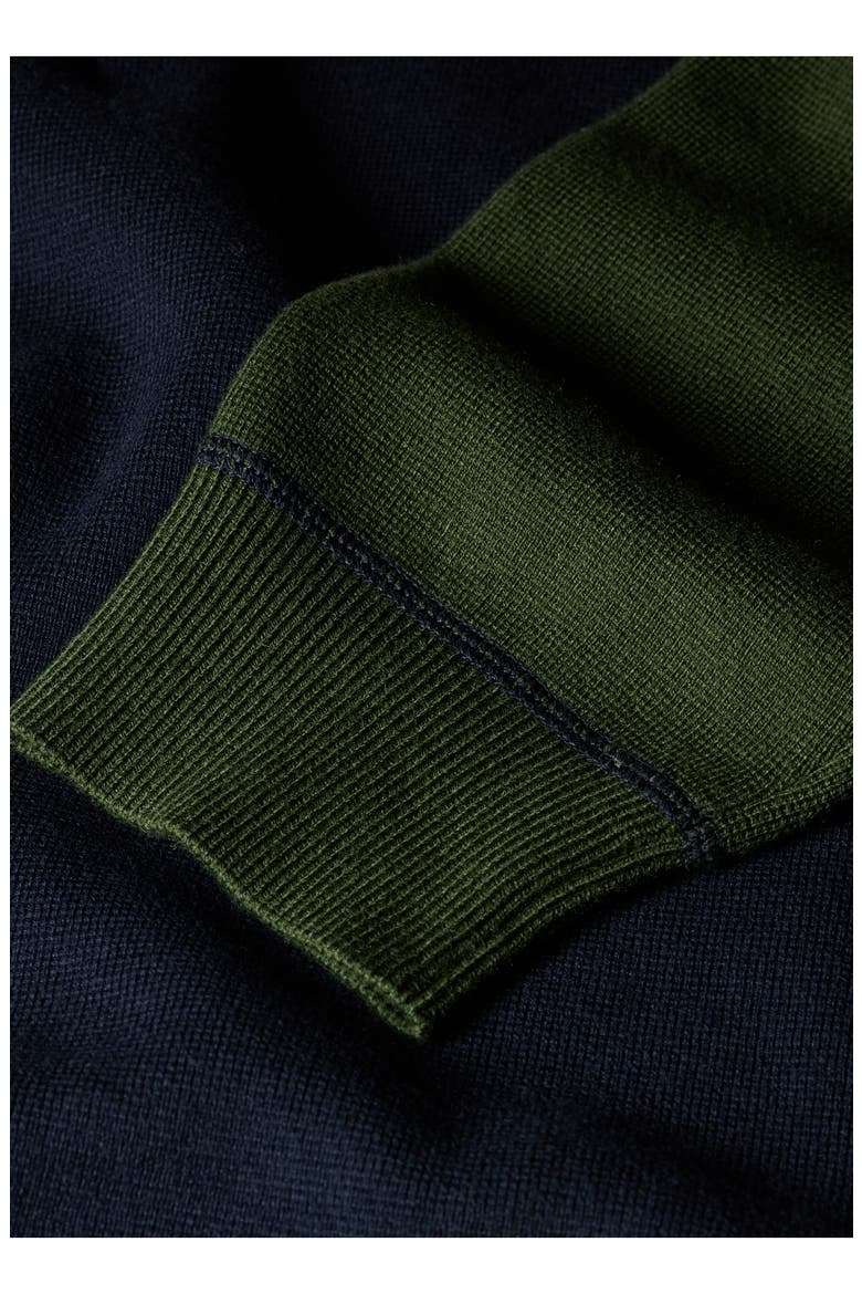 Colorblock Long Sleeve Cotton & Merino Wool Polo Sweater, Alternate, color, VERY DARK NAVY