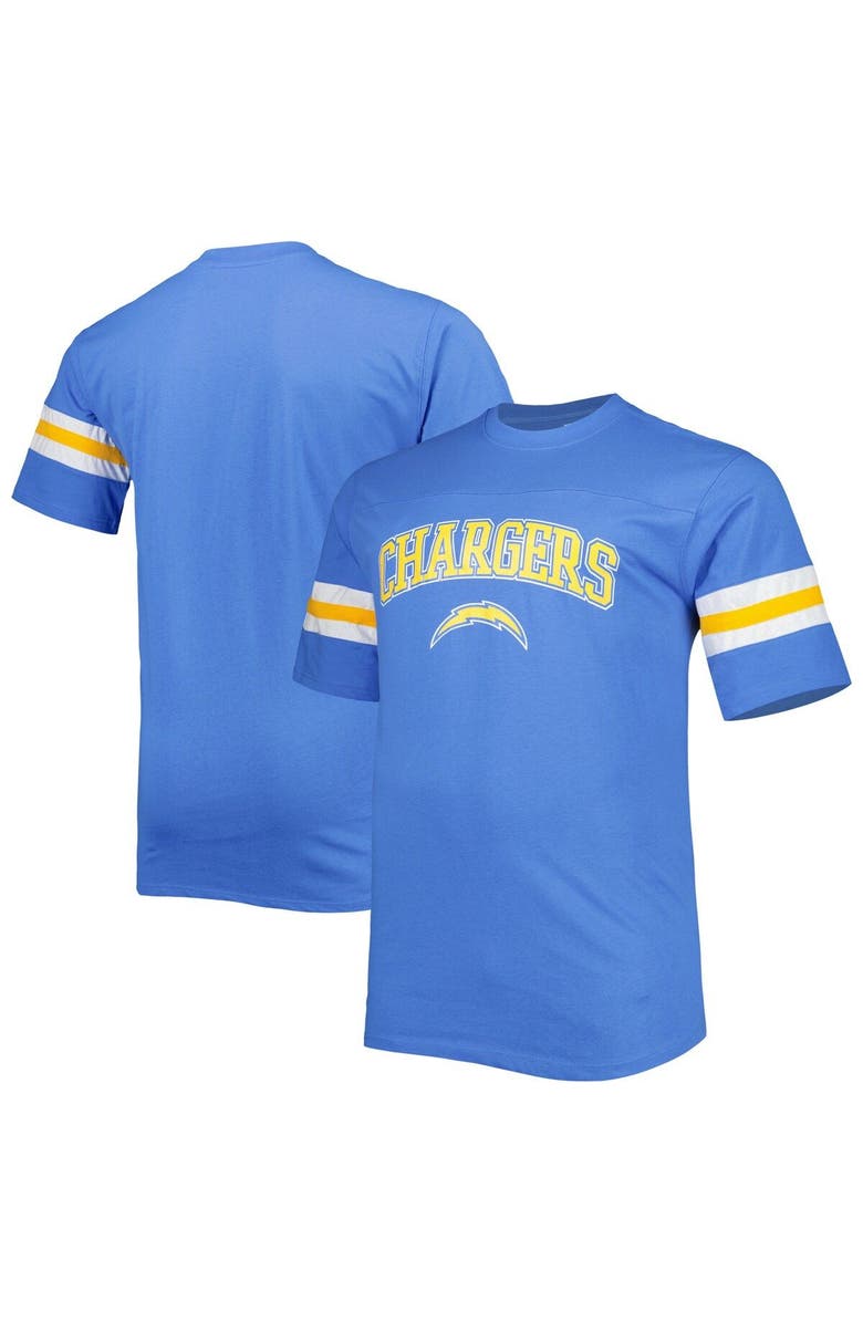 PROFILE Men's Powder Blue Los Angeles Chargers Big & Tall Arm Stripe T-Shirt, Main, color, Powder Blue