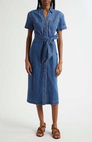 Veronica Beard Tabby Belted Denim Shirtdress
