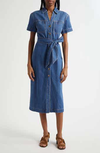 Veronica Beard Tabby Belted Denim Shirtdress