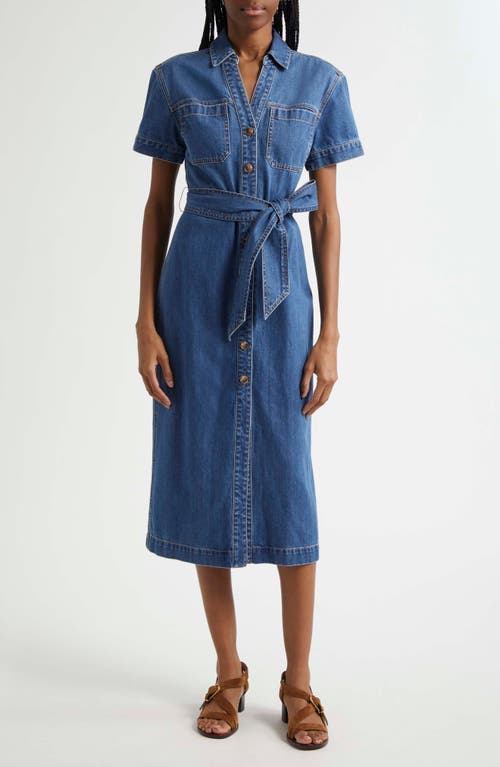 Veronica Beard Evelyn Denim Shirt Dress In Cornflower