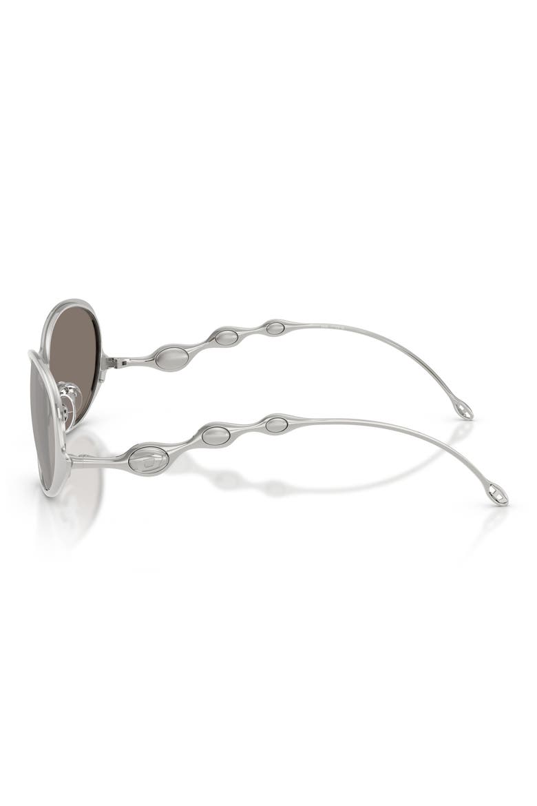 56mm Oval Sunglasses, Alternate, color, SHINY SILVER / MIRROR SILVER