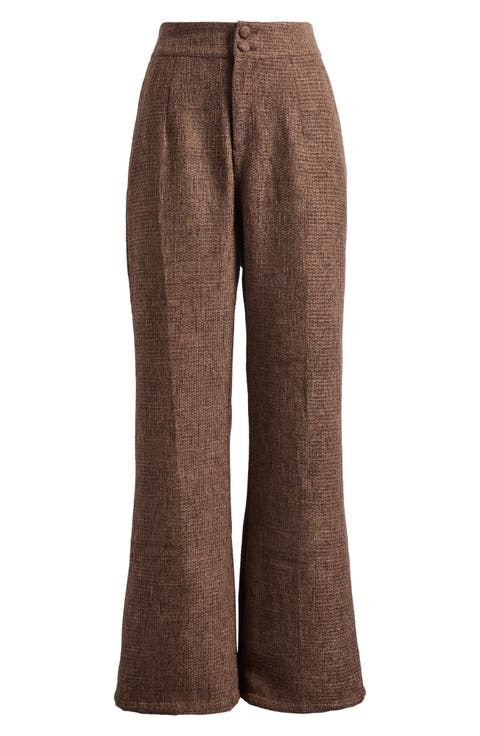 Tweed Wide Leg Tailored Trousers