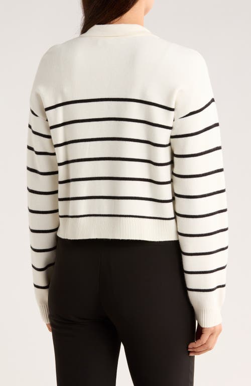 Ellen Tracy Stripe Collared Crop Cardigan In Multi
