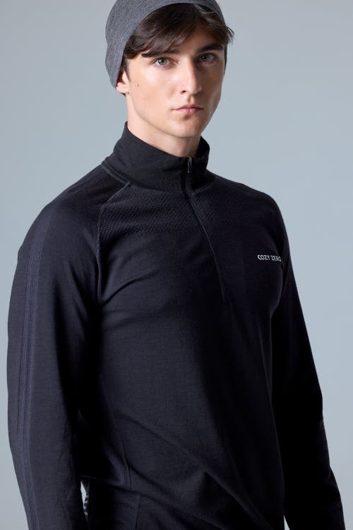 Cozy Zero Tech Merino Classic Fit Half Zip Long Sleeve Top In Black