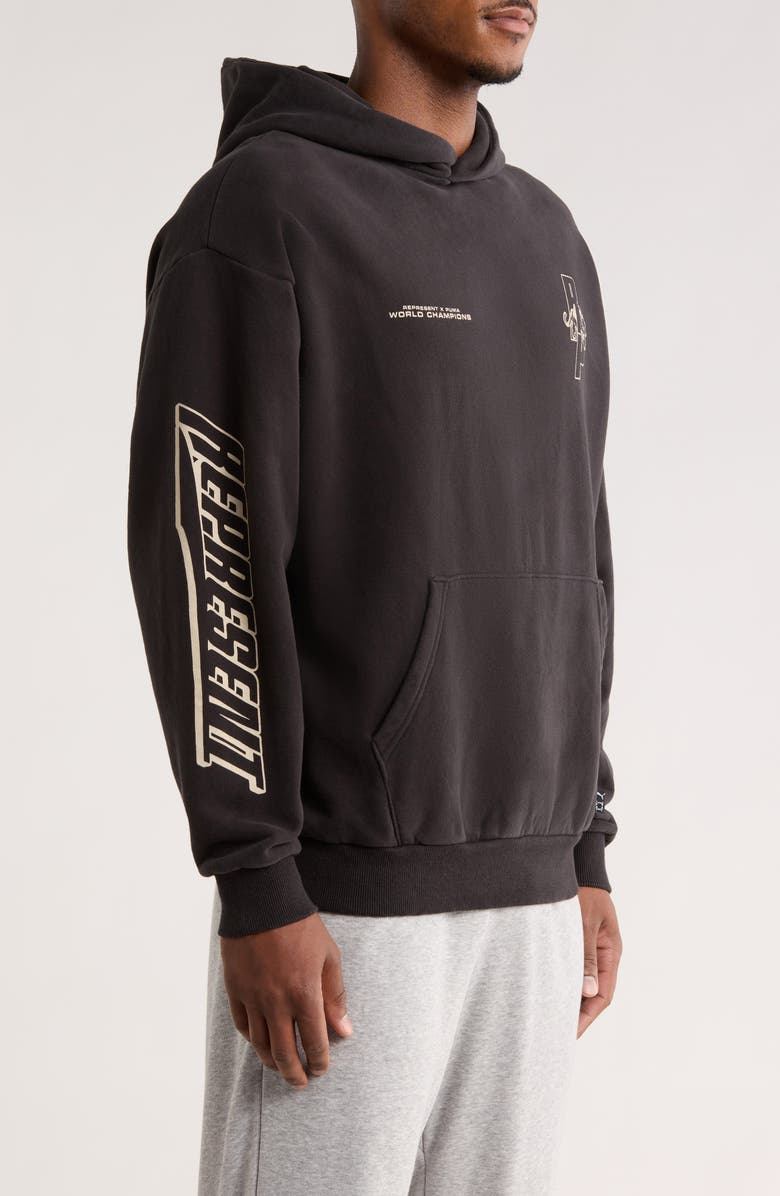 PUMA x Represent Embroidered Cotton Graphic Hoodie, Alternate, color, Puma Black