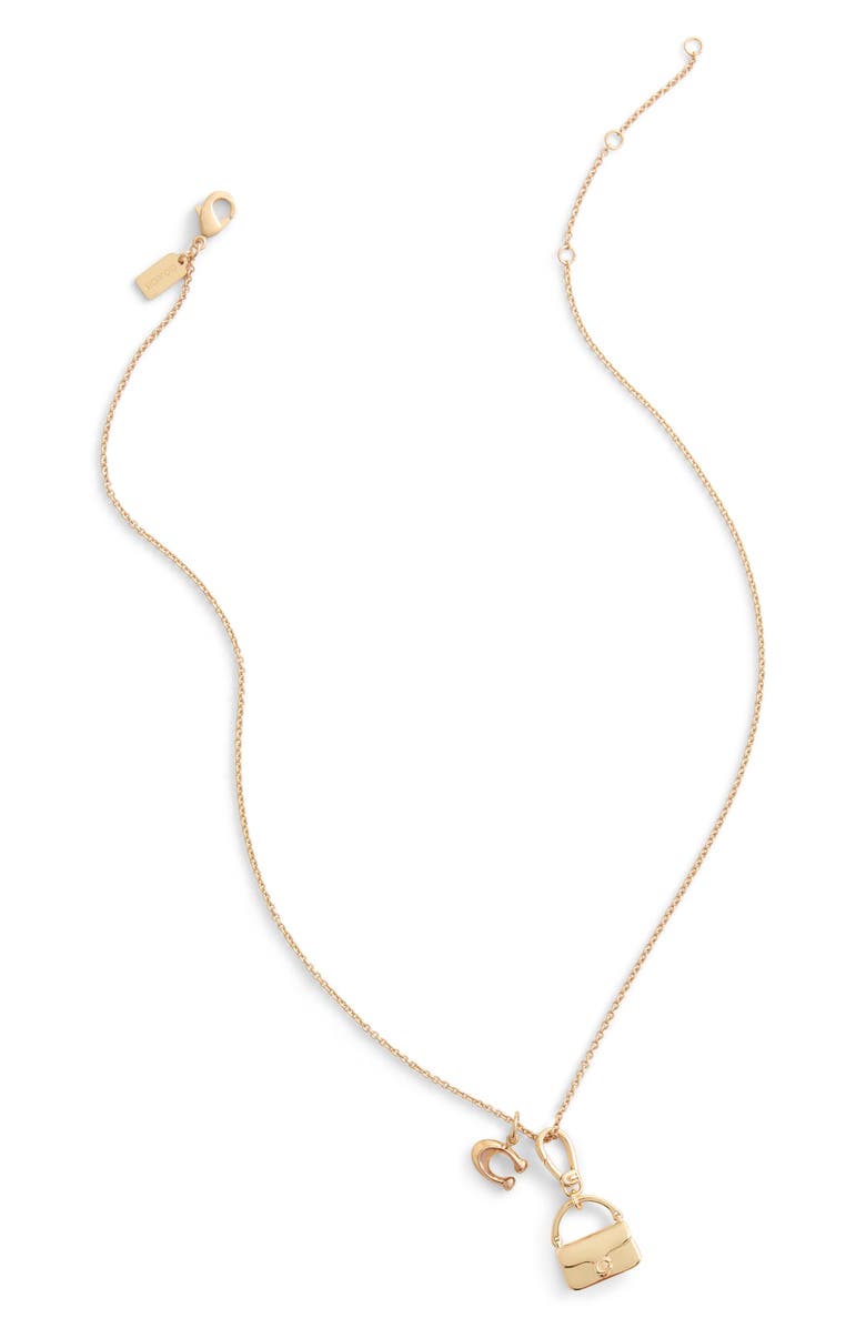 COACH Logo Handbag Charm, Alternate, color, Shiny Gold