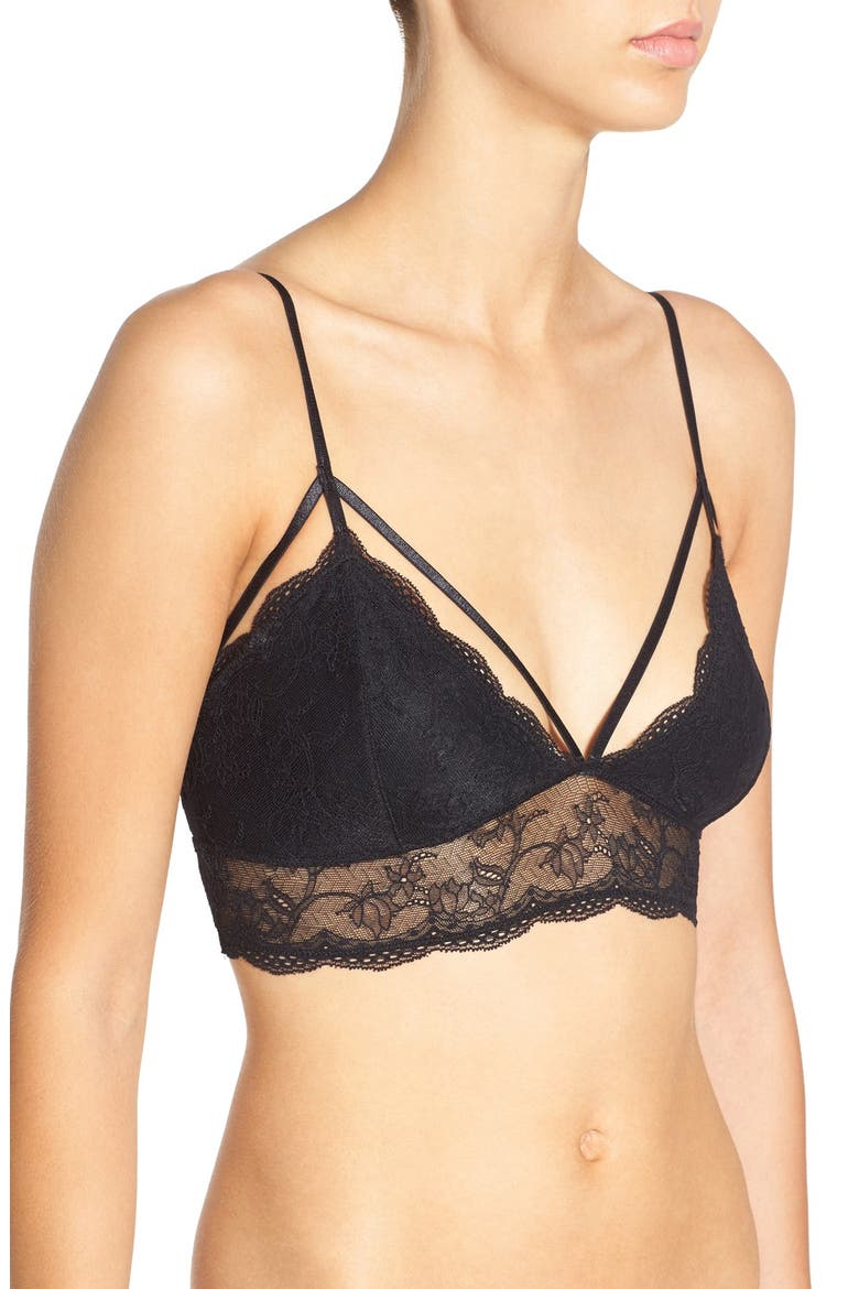 Strappy Lace Bralette, Alternate, color, BLACK