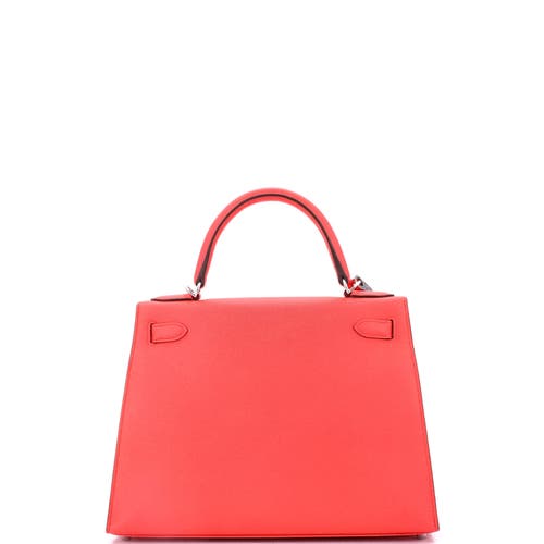 Pre-owned Hermes  Hermes Kelly Handbag Pink Epsom With Palladium Hardware 28