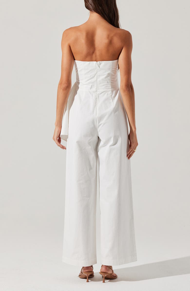 ASTR the Label Maciel Strapless Cotton Jumpsuit, Alternate, color, White