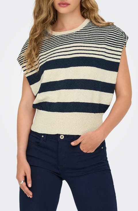 Mia Stripe Cap Sleeve Knit Top