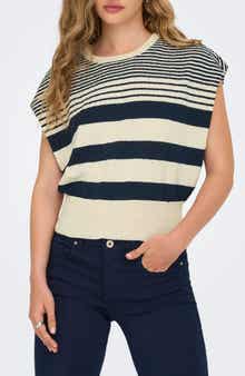 Only Mia Stripe Cap Sleeve Knit Top