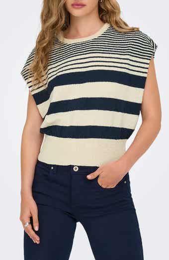 Only Mia Stripe Cap Sleeve Knit Top