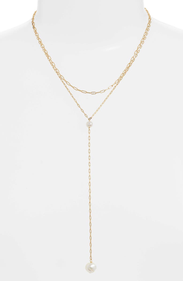 Argento Vivo Sterling Silver Argento Vivo G Pearl Y-Necklace, Alternate, color,