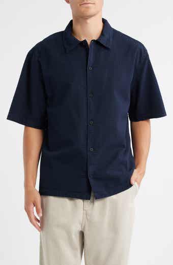 Wax London Keats Short Sleeve Cotton Seersucker Button-Up Shirt