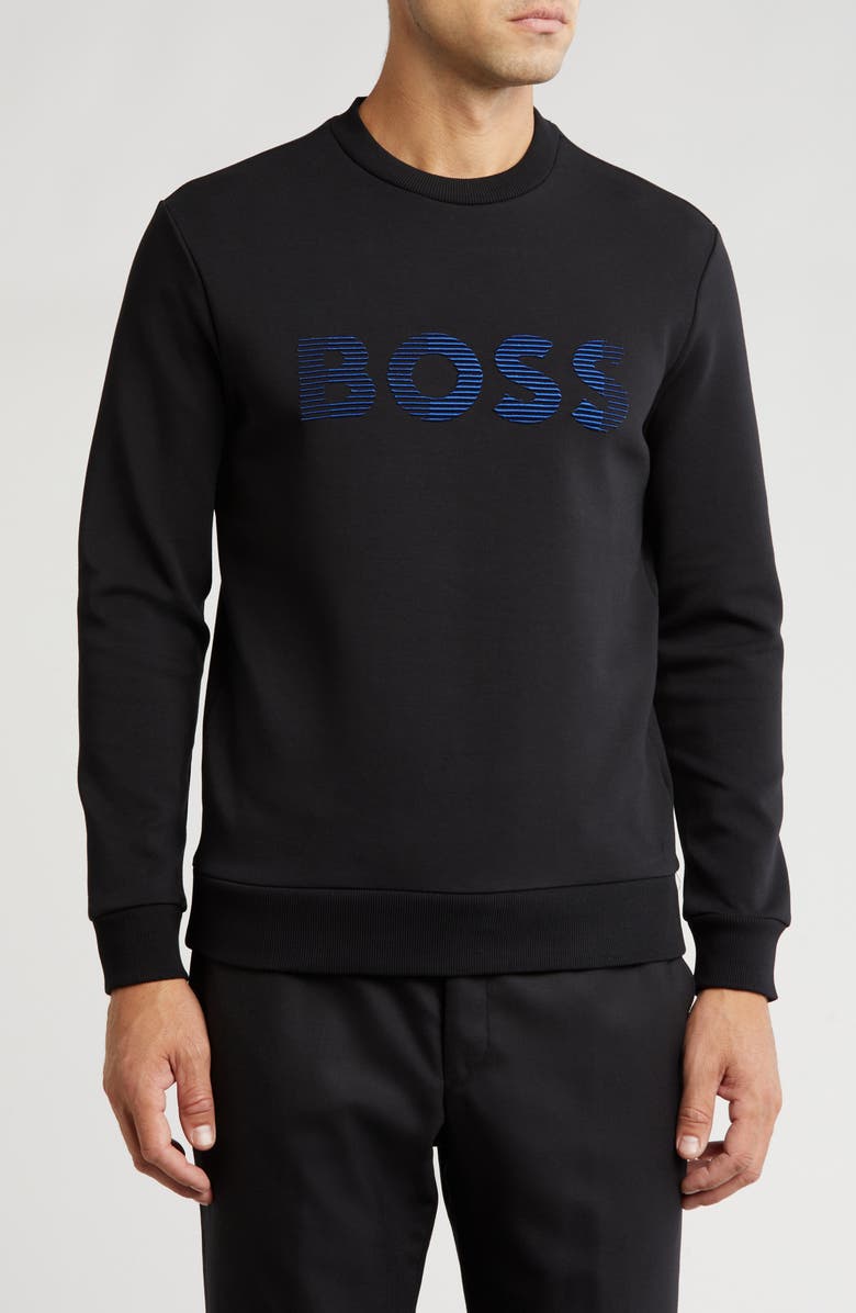 BOSS Salbo Crewneck Sweatshirt, Main, color, Black