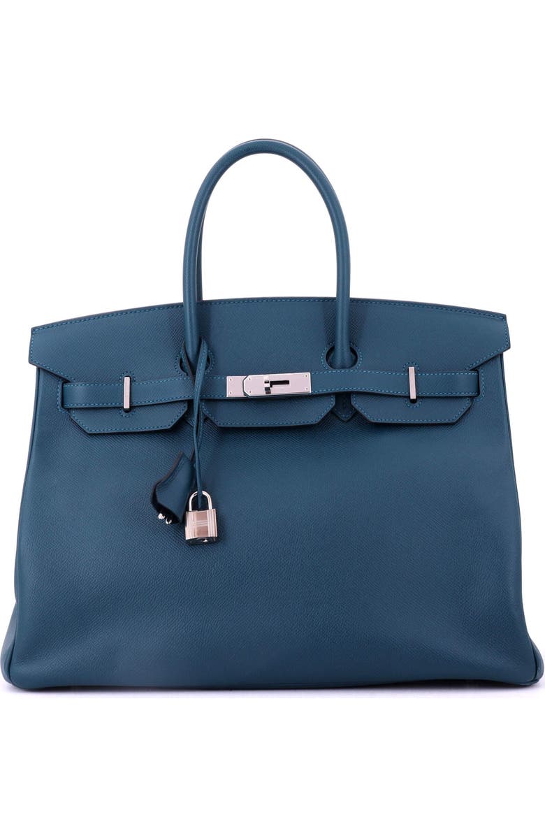Pre-Owned Hermes Birkin Handbag Blue Epsom with Palladium Hardware 35, Main, color, Colvert